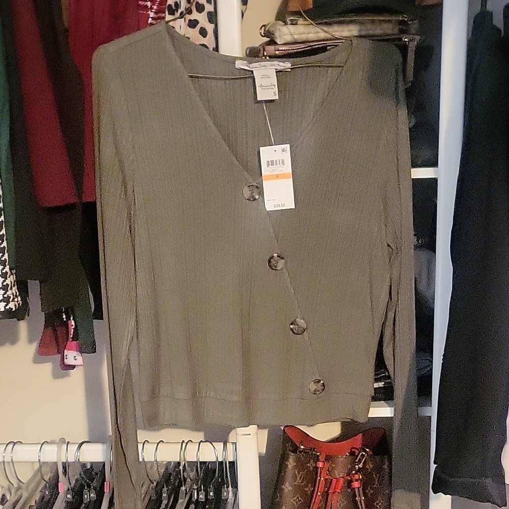 American Rag Dusty Olive V-Neck Top
